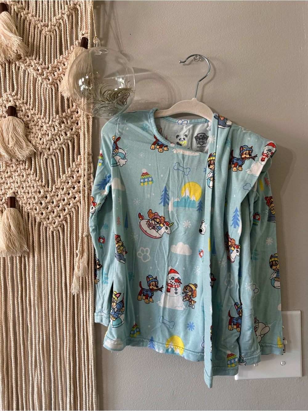 Paw Patrol Light Blue Holiday Graphic Long-Sleeve Pajama Top